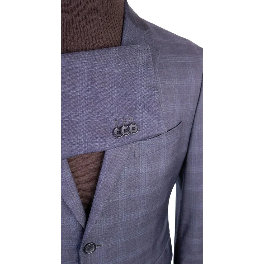 BANANA REPUBLIC Blazer Sport Coat 2 Button Casual Jacket Sz 38S 100% Wool Plaid